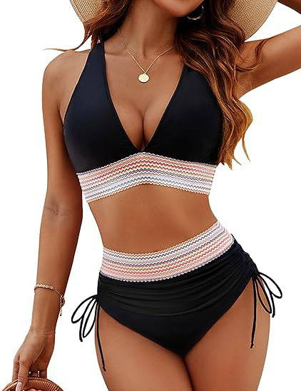 Stylowe Bikini Damskie Z Wysokim Stanem - Modny Strój Na Basen, Efekt Wyszczuplający, Komfortowy Design 0