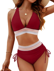 Stylowe Bikini Damskie Z Wysokim Stanem - Modny Strój Na Basen, Efekt Wyszczuplający, Komfortowy Design 10