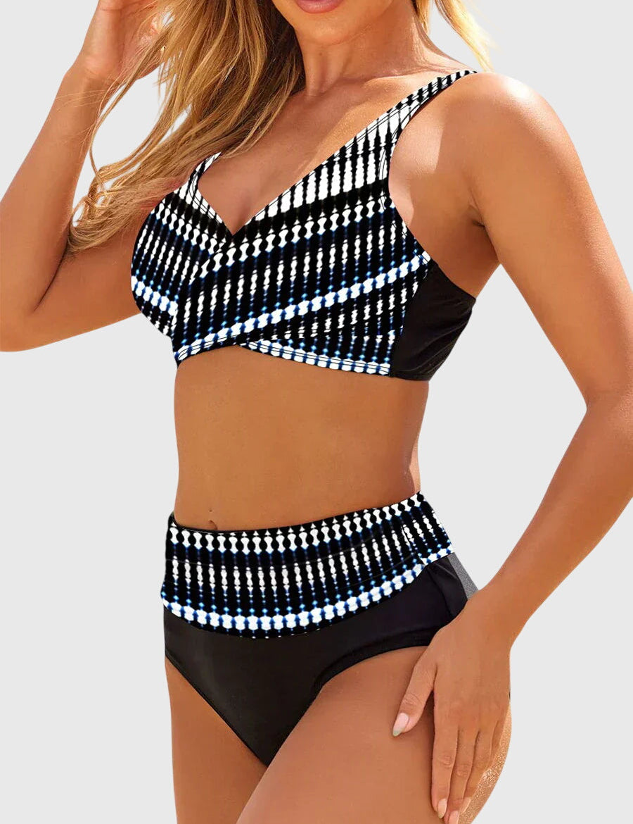 Stylowy Strój Kąpielowy Damski Bikini Modelujący na Lato - Wzorzysty Kostium Kąpielowy Dwuczęściowy 1
