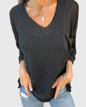 Stylowy top damski z dekoltem w V - Wygodny i elegancki 4