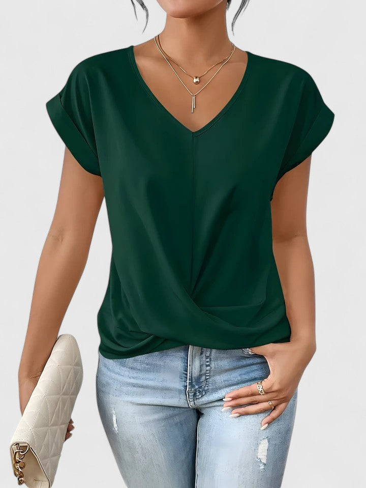 Stylowy top z dekoltem V dla kobiet - elegancki i wygodny 2