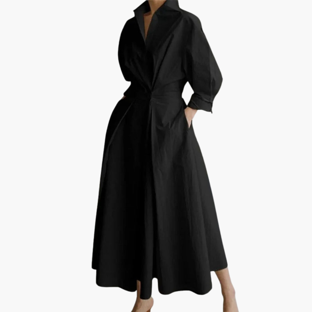 Sukienka Damska Letnia Koszulowa z Talią i Guzikami - Elegancka Sukienka na Wesele i Letnie Okazje 3