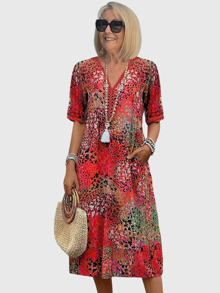 Sukienka Damska Midi W Kwiaty - Elegancka Sukienka Na Wesele I Letnie Dni 1