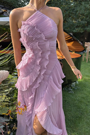 Sukienka Maxi Letnia Bez Rękawów Odkryte Plecy Elegancka na Wesele i Lato 5