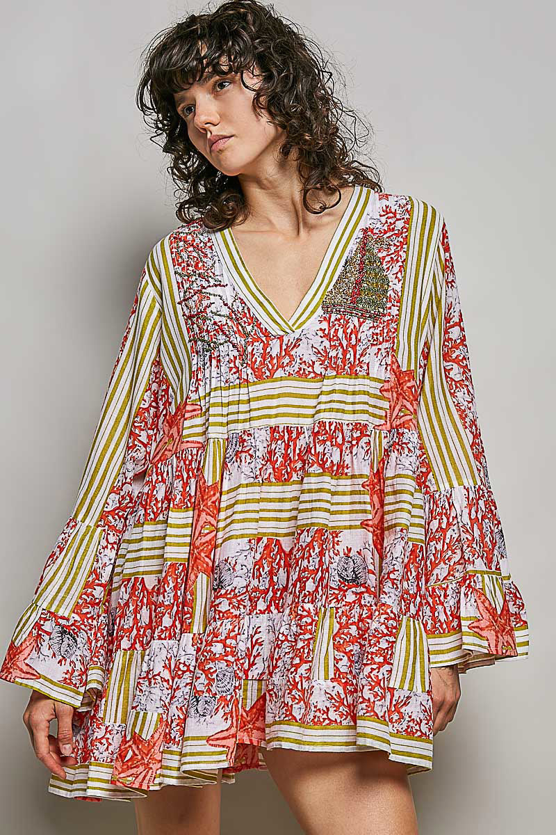 IVORY/RED MULTI